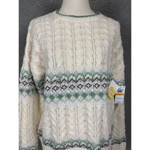 Sugar Moon Juniors' Cable Knit Pullover Sweater Striped Small Multicolor NWT's